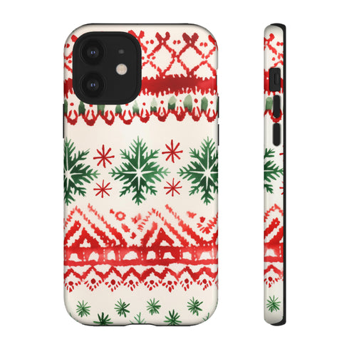 Watercolor Study of Christmas Patterns - Impact Resistant Phone Case iPhone 12 Glossy